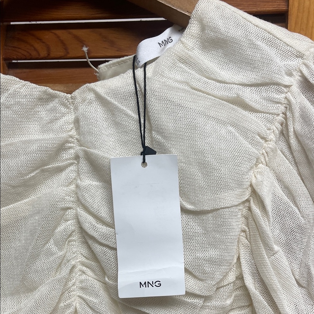 Mango Ivory Ruched Blouse - Picture 2 of 13